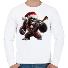 PRINTFASHION Vicces karácsonyi gitáros rocker party gorilla - Férfi pulóver - Fehér