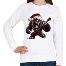 PRINTFASHION Vicces karácsonyi gitáros rocker party gorilla - Női pulóver - Fehér