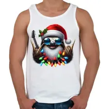 PRINTFASHION Vicces karácsonyi gitáros rocker party lajhár - Férfi atléta - Fehér atléta, trikó