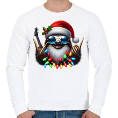PRINTFASHION Vicces karácsonyi gitáros rocker party lajhár - Férfi pulóver - Fehér