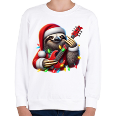 PRINTFASHION Vicces karácsonyi gitáros rocker party lajhár - Gyerek pulóver - Fehér