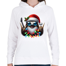 PRINTFASHION Vicces karácsonyi gitáros rocker party lajhár - Női kapucnis pulóver - Fehér