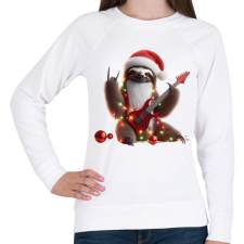 PRINTFASHION Vicces karácsonyi gitáros rocker party lajhár - Női pulóver - Fehér női pulóver, kardigán