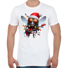 PRINTFASHION Vicces karácsonyi gitáros rocker party légy / bogár - Férfi póló - Fehér