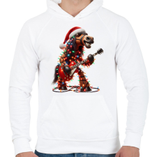 PRINTFASHION Vicces karácsonyi gitáros rocker party ló - Férfi kapucnis pulóver - Fehér férfi pulóver, kardigán
