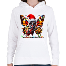 PRINTFASHION Vicces karácsonyi gitáros rocker party pillangó / lepke - Női kapucnis pulóver - Fehér női pulóver, kardigán