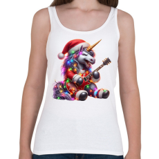 PRINTFASHION Vicces karácsonyi gitáros rocker party unikornis - Női atléta - Fehér