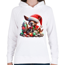 PRINTFASHION Vicces karácsonyi party kenguru kölyök - Mikulás ruhában - Női kapucnis pulóver - Fehér női pulóver, kardigán