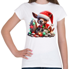 PRINTFASHION Vicces karácsonyi party kenguru kölyök - Mikulás ruhában - Női póló - Fehér