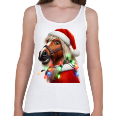 PRINTFASHION Vicces karácsonyi party ló - Mikulás ruhában - Női atléta - Fehér