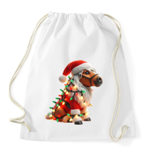 PRINTFASHION Vicces karácsonyi party ló - Mikulás ruhában - Sportzsák, Tornazsák - Fehér tornazsák
