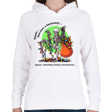 PRINTFASHION Vicces karácsonyi pulcsi / póló minta - csontváz - Női kapucnis pulóver - Fehér