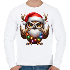 PRINTFASHION Vicces karácsonyi rocker party bagoly - Férfi pulóver - Fehér