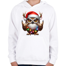 PRINTFASHION Vicces karácsonyi rocker party bagoly - Gyerek kapucnis pulóver - Fehér gyerek pulóver, kardigán