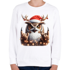 PRINTFASHION Vicces karácsonyi rocker party bagoly - Gyerek pulóver - Fehér