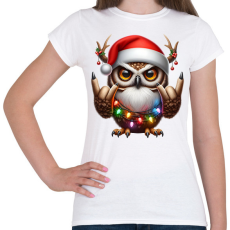 PRINTFASHION Vicces karácsonyi rocker party bagoly - Női póló - Fehér