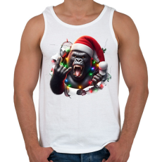 PRINTFASHION Vicces karácsonyi rocker party gorilla - Férfi atléta - Fehér