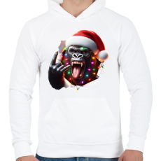 PRINTFASHION Vicces karácsonyi rocker party gorilla - Férfi kapucnis pulóver - Fehér