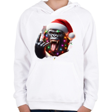 PRINTFASHION Vicces karácsonyi rocker party gorilla - Gyerek kapucnis pulóver - Fehér gyerek pulóver, kardigán