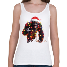 PRINTFASHION Vicces karácsonyi rocker party gorilla - Női atléta - Fehér női trikó