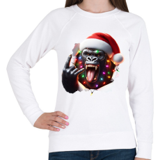 PRINTFASHION Vicces karácsonyi rocker party gorilla - Női pulóver - Fehér