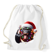 PRINTFASHION Vicces karácsonyi rocker party gorilla - Sportzsák, Tornazsák - Fehér tornazsák