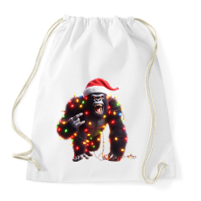 PRINTFASHION Vicces karácsonyi rocker party gorilla - Sportzsák, Tornazsák - Fehér tornazsák