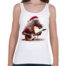 PRINTFASHION Vicces karácsonyi rocker party ló - Női atléta - Fehér