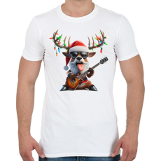 PRINTFASHION Vicces karácsonyi rocker party rénszarvas - Mikulás ruhában - Férfi póló - Fehér