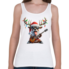 PRINTFASHION Vicces karácsonyi rocker party rénszarvas - Mikulás ruhában - Női atléta - Fehér női trikó