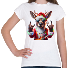 PRINTFASHION Vicces karácsonyi rocker party rénszarvas - Mikulás ruhában - Női póló - Fehér női póló