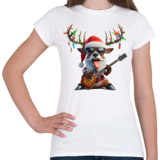 PRINTFASHION Vicces karácsonyi rocker party rénszarvas - Mikulás ruhában - Női póló - Fehér női póló
