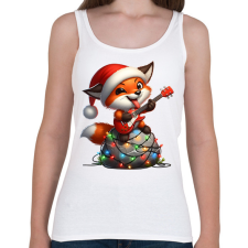 PRINTFASHION Vicces karácsonyi rocker party róka - télapó sapkában - Női atléta - Fehér női trikó