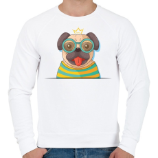 PRINTFASHION Vicces mopsz kutya - Férfi pulóver - Fehér
