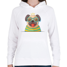 PRINTFASHION Vicces mopsz kutya - Női kapucnis pulóver - Fehér