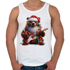 PRINTFASHION Vicces morcos karácsonyi gitáros rocker party medve - Férfi atléta - Fehér