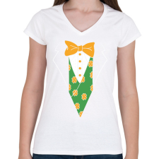 PRINTFASHION Vicces öltöny - Női V-nyakú póló - Fehér női póló