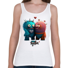 PRINTFASHION Vicces Szörnyecskés - BETTER together- cuki, csúnya, szerelmes minta - Női atléta - Fehér női trikó
