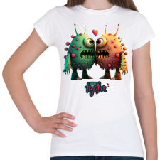 PRINTFASHION Vicces Szörnyecskés - BETTER together- cuki, csúnya, szerelmes minta - Női póló - Fehér női póló