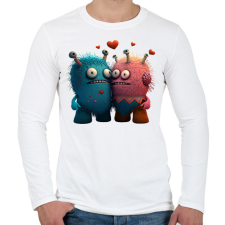 PRINTFASHION Vicces Szörnyecskés - cuki, csúnya, szerelmes minta - Férfi hosszú ujjú póló - Fehér férfi póló