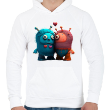 PRINTFASHION Vicces Szörnyecskés - cuki, csúnya, szerelmes minta - Férfi kapucnis pulóver - Fehér férfi pulóver, kardigán