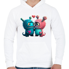 PRINTFASHION Vicces Szörnyecskés - cuki, csúnya, szerelmes minta - Férfi kapucnis pulóver - Fehér