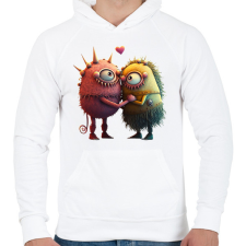PRINTFASHION Vicces Szörnyecskés - cuki, csúnya, szerelmes minta - Férfi kapucnis pulóver - Fehér férfi pulóver, kardigán