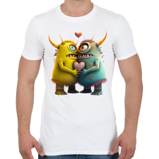 PRINTFASHION Vicces Szörnyecskés - cuki, csúnya, szerelmes minta - Férfi póló - Fehér férfi póló