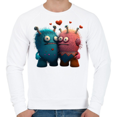 PRINTFASHION Vicces Szörnyecskés - cuki, csúnya, szerelmes minta - Férfi pulóver - Fehér