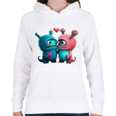PRINTFASHION Vicces Szörnyecskés - cuki, csúnya, szerelmes minta - Női kapucnis pulóver - Fehér