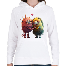 PRINTFASHION Vicces Szörnyecskés - cuki, csúnya, szerelmes minta - Női kapucnis pulóver - Fehér