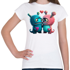 PRINTFASHION Vicces Szörnyecskés - cuki, csúnya, szerelmes minta - Női póló - Fehér női póló