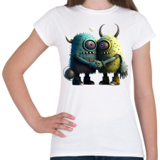 PRINTFASHION Vicces Szörnyecskés - cuki, csúnya, szerelmes minta - Női póló - Fehér női póló