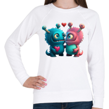 PRINTFASHION Vicces Szörnyecskés - cuki, csúnya, szerelmes minta - Női pulóver - Fehér női pulóver, kardigán